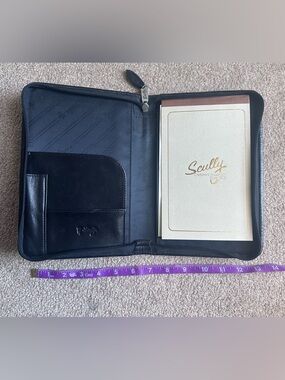 Vintage Scully Black Leather Zip Portfolio Organizer (READ description)